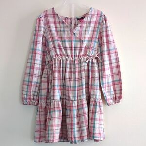 Vince Camuto Girls Long Peasant Sleeve Plaid Dress (Size 7)